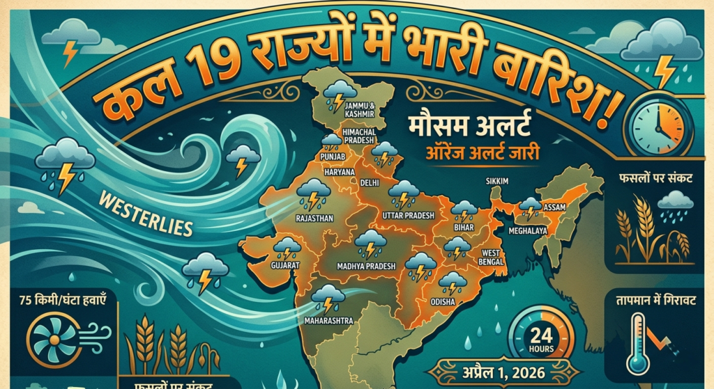 19 राज्यों में अलर्ट